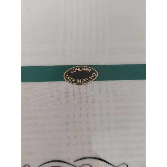 Vintage Sunlawn Mens Cotton Handkerchiefs Set of 2 Solid White Plaid Ireland NIB - Picture 2 of 4